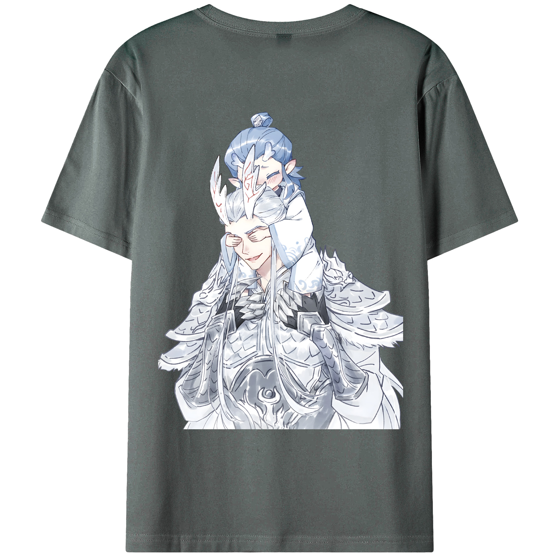 （画像用） Ne Zha 2 ナタ 魔童の大暴れ 綿100％ メンズ半袖Tシャツ（バックプリント） 通気性